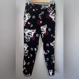 White House Black Market The Slim Ankle Floral Pull On Pants Size 2 Zip Ankle